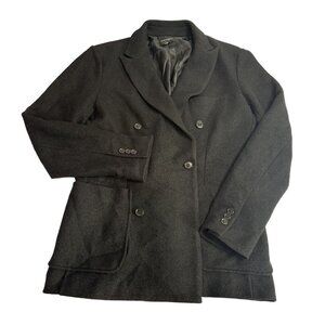 Club Monaco Double Breasted Button Up Wool Jacket in Black